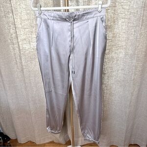 H by Halston, Silver Satin Joggers, Size S